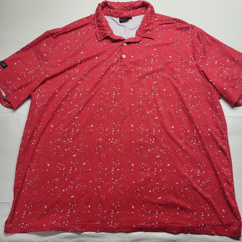 Mens Sunday Swagger Performance Golf Polo Shirt 4XL Red Paint Splatter